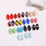 Stripes Glass Oval Beads for DIY Jewelry