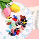 Stripes Glass Oval Beads for DIY Jewelry