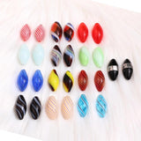 Stripes Glass Oval Beads for DIY Jewelry