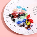 Stripes Glass Oval Beads for DIY Jewelry