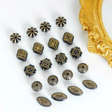 Japanese French Retro Embossed Pattern Antique Acrylic Beads