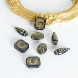Japanese French Retro Embossed Pattern Antique Acrylic Beads
