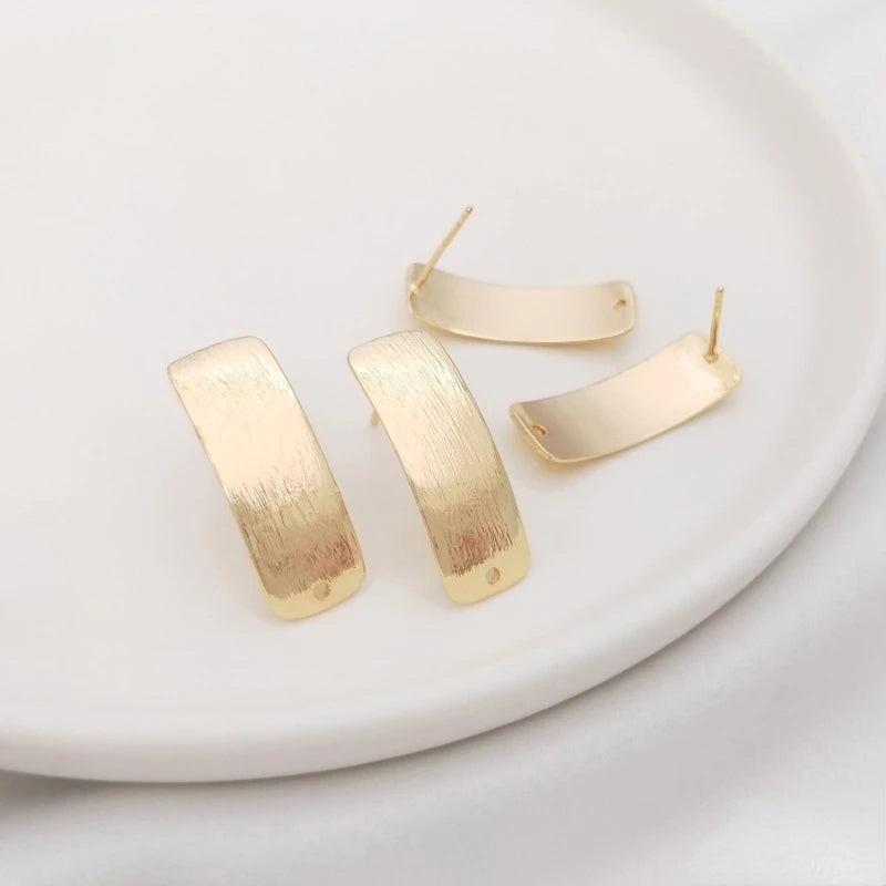Geometric Rectangle Earrings 925 Silver Needle 14K Gold-packed DIY Earrings