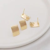 Geometric Rectangle Earrings 925 Silver Needle 14K Gold-packed DIY Earrings