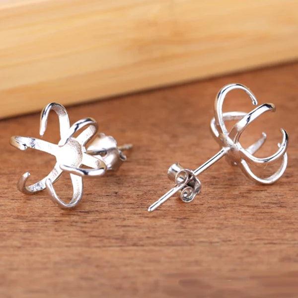 925 Silver Stud Earrings DIY Accessory 8MM Blank