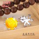925 Silver Stud Earrings DIY Accessory 8MM Blank