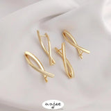 14K Color-Preserving Twist Earrings Fish-Shaped Ear Buckles DIY Jewelry