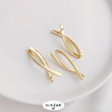 14K Color-Preserving Twist Earrings Fish-Shaped Ear Buckles DIY Jewelry