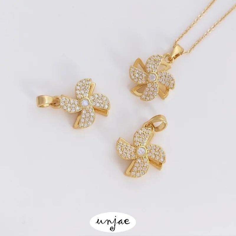 Rotatable Windmill Necklace Pendant Clavicle Chain DIY Accessories