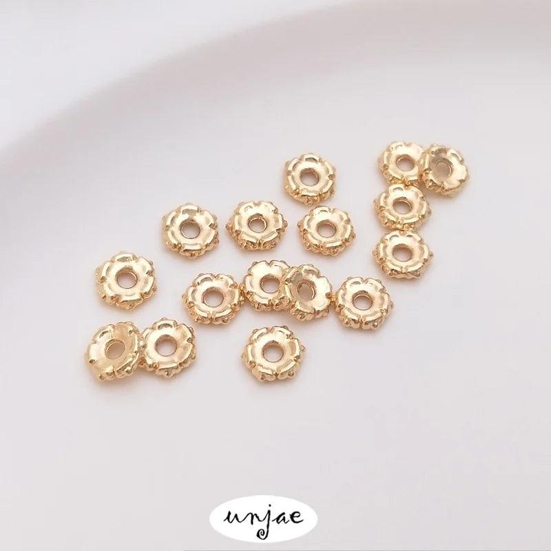 14K Gold-Covered Color-Preserving Spacer Beads for DIY Bracelet