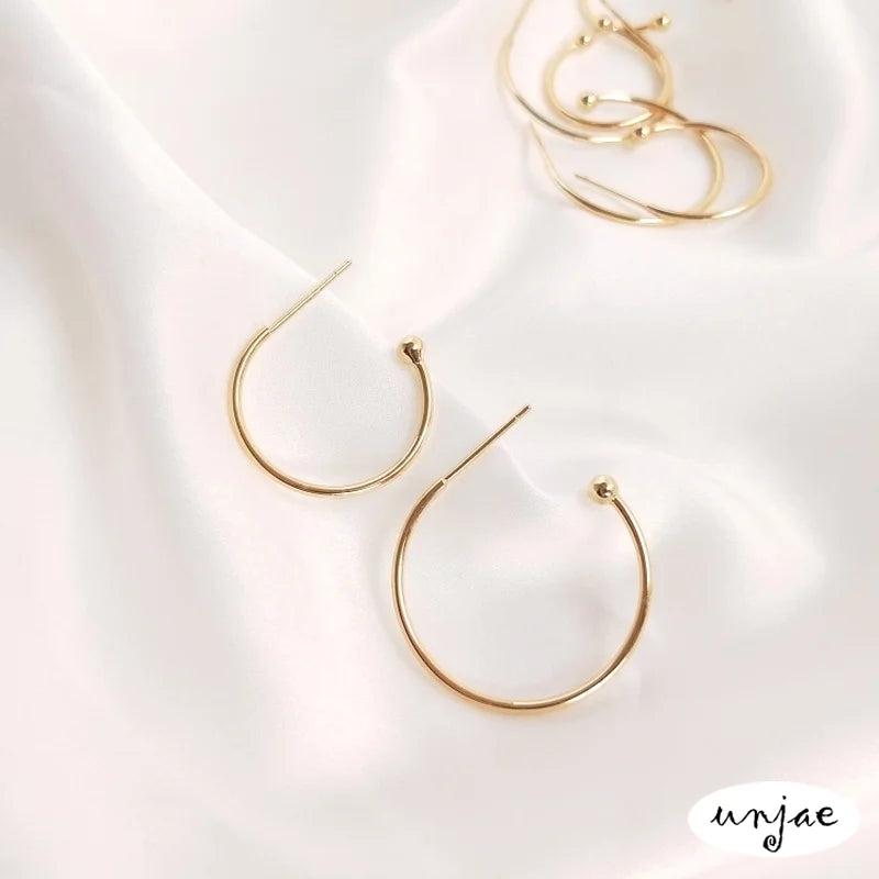 14K Copper Color-Preserving C-Shaped Earrings DIY Accessories 4PCS