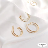 14K Copper Color-Preserving C-Shaped Earrings DIY Accessories 4PCS