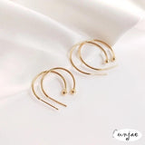 14K Copper Color-Preserving C-Shaped Earrings DIY Accessories 4PCS