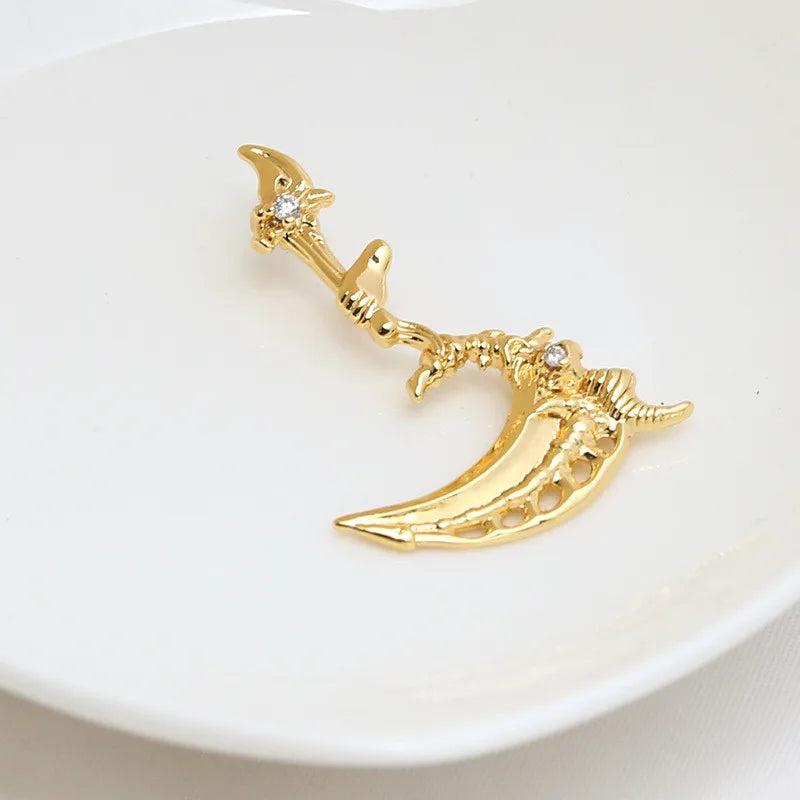 2pcs Devil Sickle Brass Plated Pendant Charms Jewelry DIY Materials