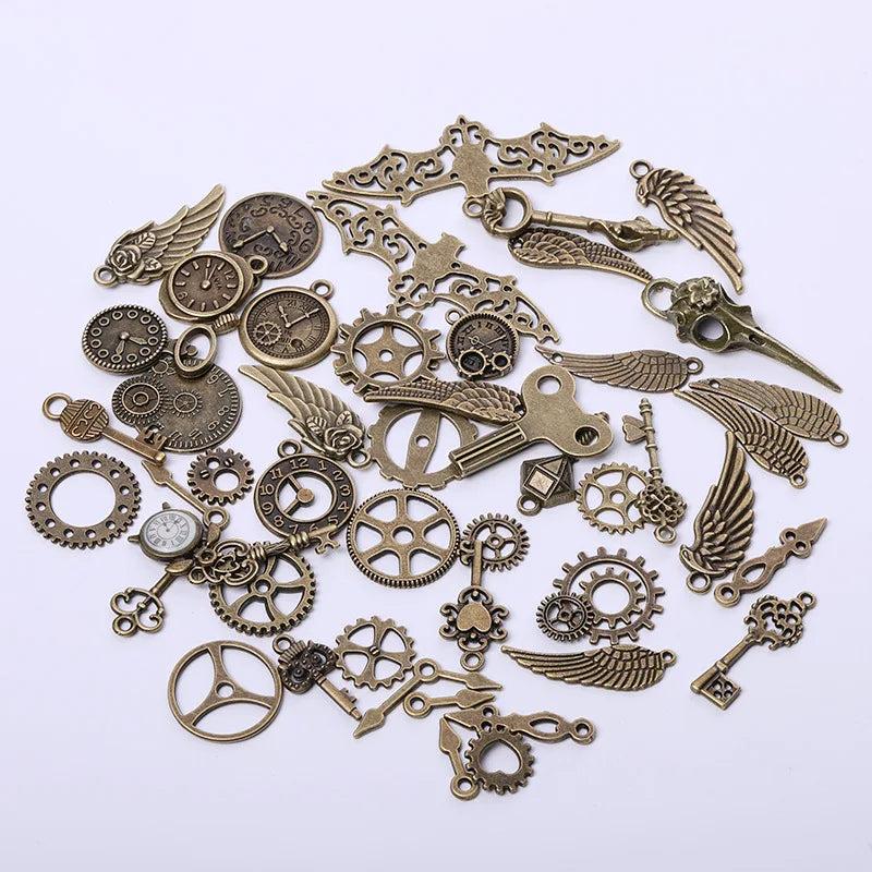 52pcs Vintage Metal Steampunk Charms Pendants DIY Accessories