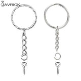 50Pcs Silver Screw Eye Pin Key Chains With Open Jump Ring Chain Extender