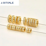 18k Copper Plated Zircon Wheel Bead for Bracelets, Necklaces, Earrings