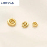 18k Copper Plated Zircon Wheel Bead for Bracelets, Necklaces, Earrings
