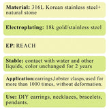 316L Stainless Steel Natural Stone DIY Pendants 4pcs/lot