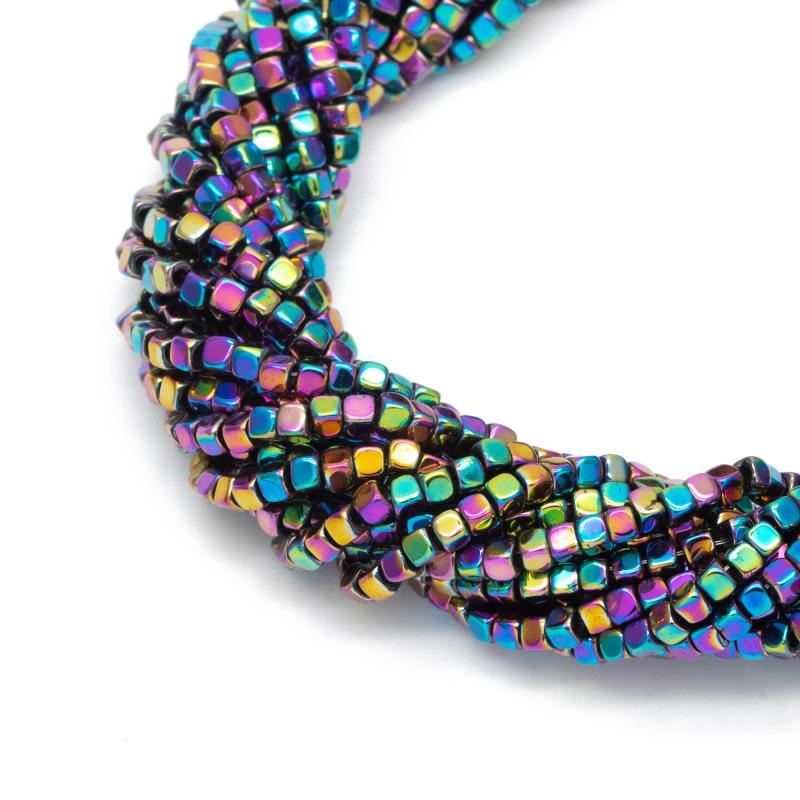 230pcs Cube Hematite Beads 2mm Rainbow for Jewelry Making DIY