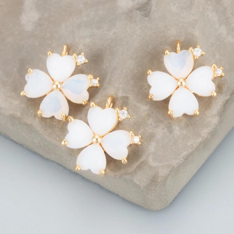 Petals Shape 18K Plated Zircon Jewelry Making DIY Pendants