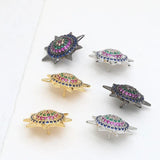 2pcs Devil Shield Brass w/ Plated Half Pin Drilled Pendant Charms DIY Materials