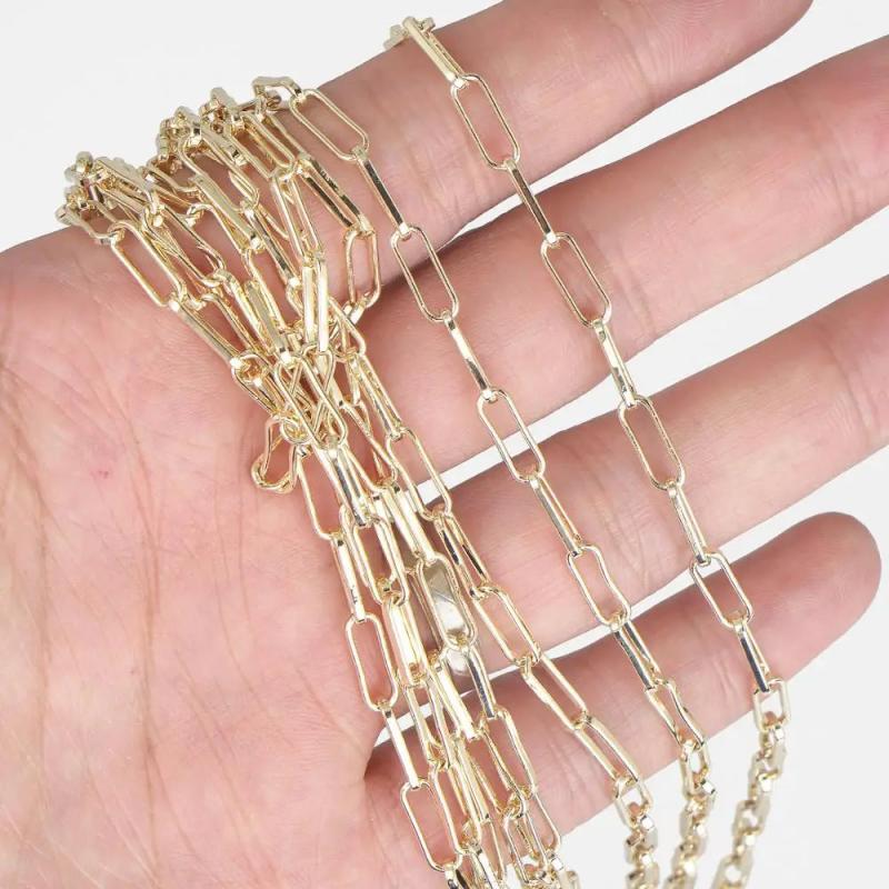 Geometric Necklace Brass 14K Plated Chain 1 Yard Length