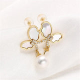 14K Wrapped Zircon Pearl Earrings S925 Silver DIY Accessories
