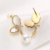 14K Wrapped Zircon Pearl Earrings S925 Silver DIY Accessories