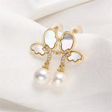 14K Wrapped Zircon Pearl Earrings S925 Silver DIY Accessories