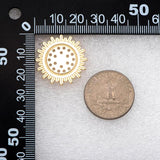 4pcs Sun Ear Posts 25mm Brass Plated Earrings