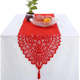 Xmas Lace Table Runner With Tassel for Wedding Party Decor