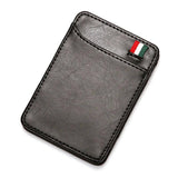 Solid Mini PU Leather Magic Wallet Men Small Money Clips Credit Card Holder