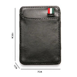 Solid Mini PU Leather Magic Wallet Men Small Money Clips Credit Card Holder
