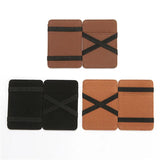Solid Mini PU Leather Magic Wallet Men Small Money Clips Credit Card Holder