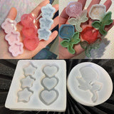 Rose Flower Shaker Silicone Mold DIY Resin Heart Star Charms Pendant Molds