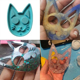 DIY Self-Defense Cat Keychain Silicone Mould for Resin Clay Crafts