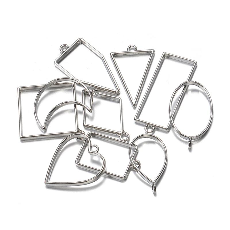 10pcs Metal Geometric Frame Epoxy Resin Mold for Jewelry Making