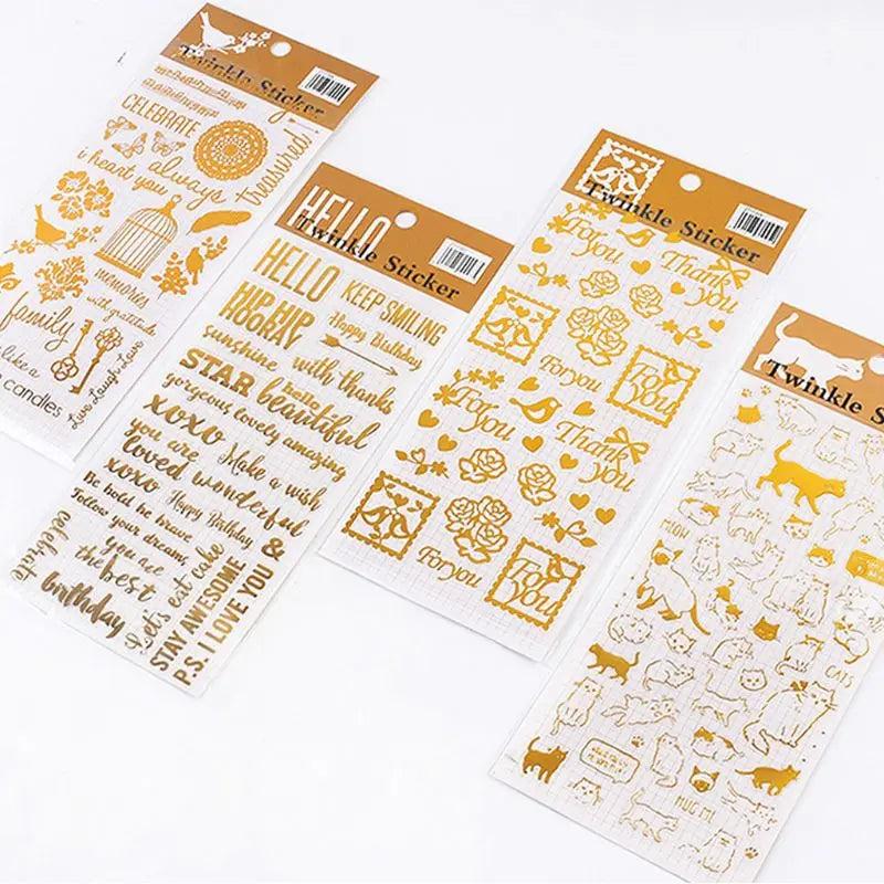 4Pcs UV Epoxy Resin Fillings Letters Cat Flowers Stickers Resin Mold Decor