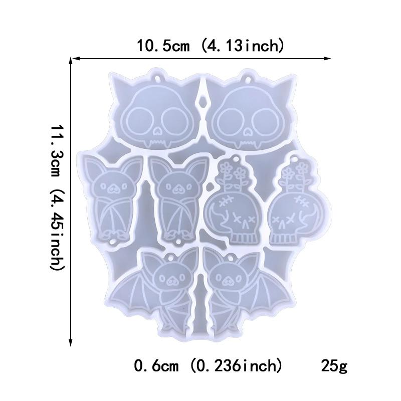 Halloween Silicone Mold Bat Skull Combo Pendant DIY Casting Earring Necklace Res