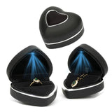 Heart-shaped LED Light Wedding Ring Box Engagement Rings Necklace Jewelry Case