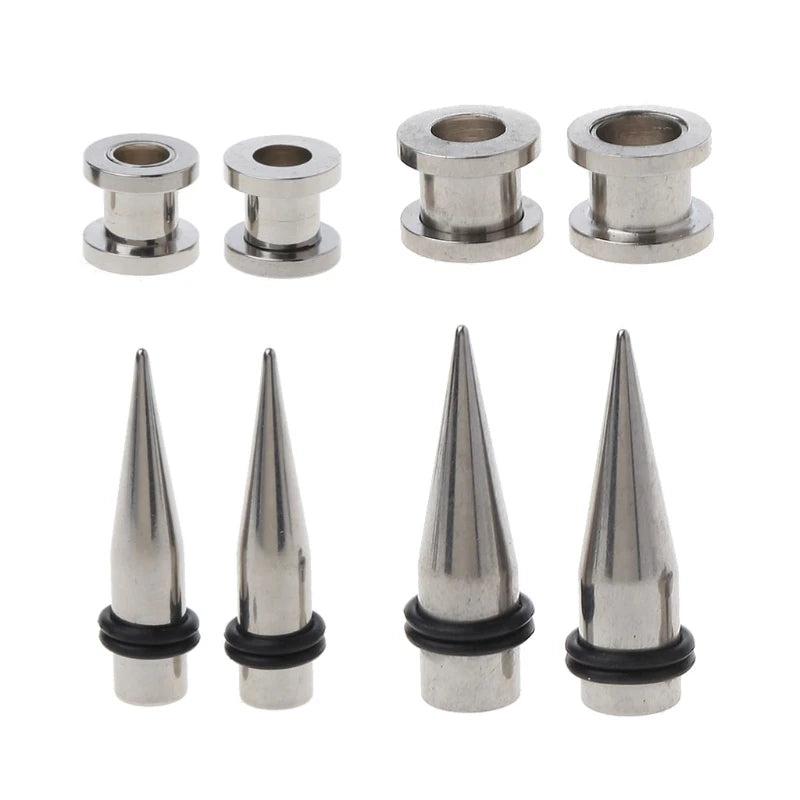 2 Pairs 1g 316L Stainless Steel Ear Eyelets Tapers & Tunnels Kit