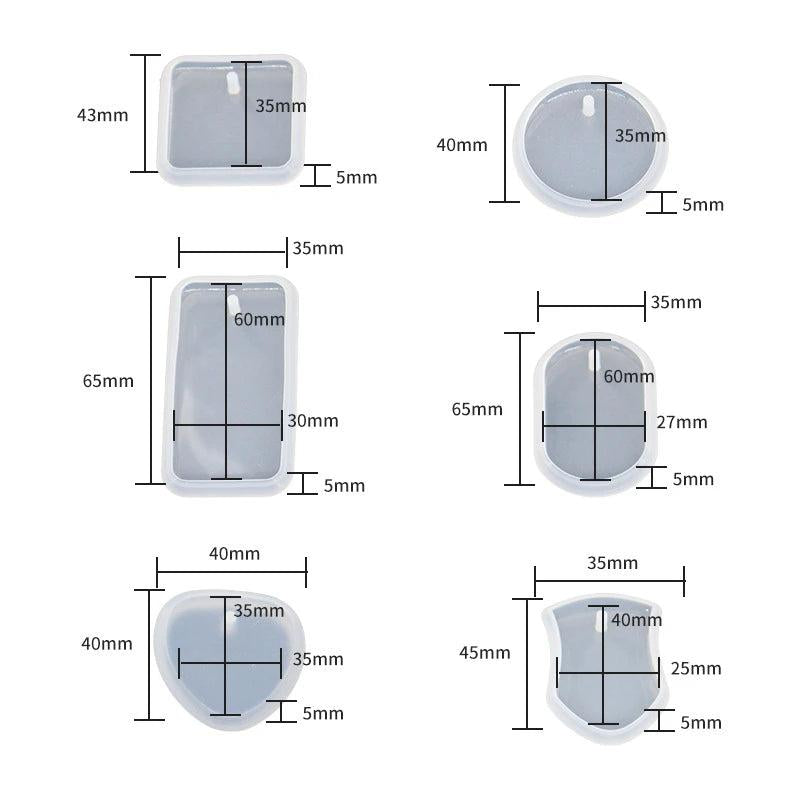 Epoxy Resin Mold Square Round Oval Heart-shaped Love Pendant Silicone Mold