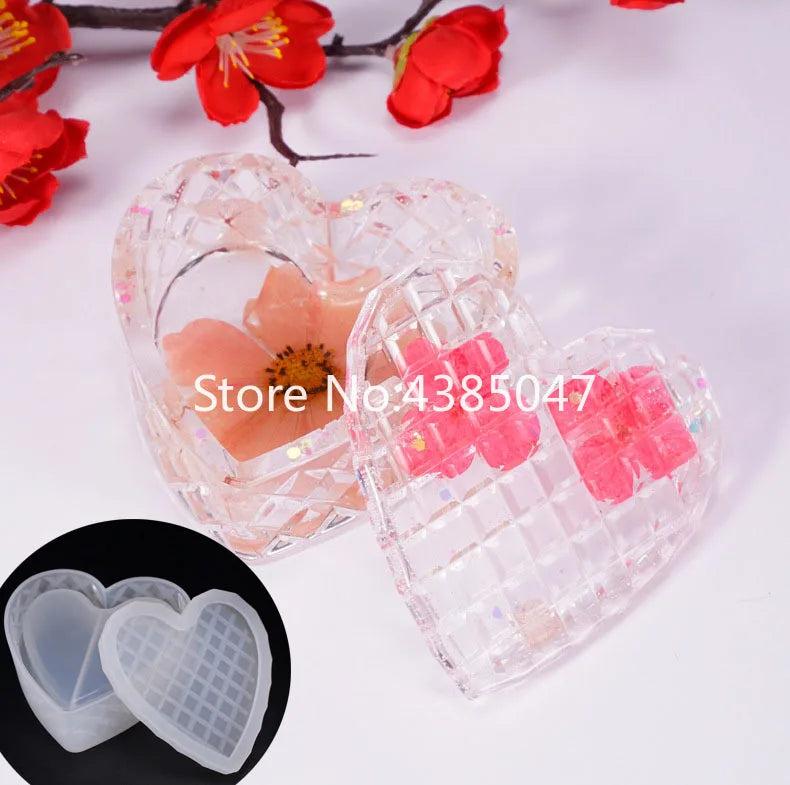 Heart Shaped Cut Jewelry Storage Box Mold UV Resin Jewelry Molds