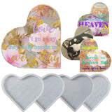 Heart Resin Mold Love-shaped Memorial Plaque Set Coaster Silicone Tray Mould