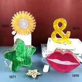 Star Night Lamp Silicone Mold DIY Lips Sun Flower USB Led Night