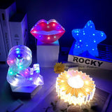 Star Night Lamp Silicone Mold DIY Lips Sun Flower USB Led Night