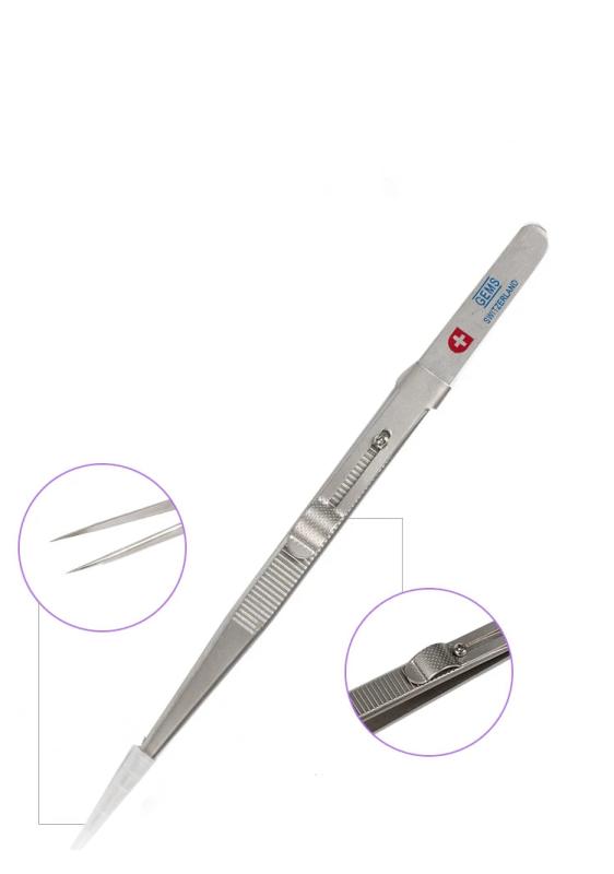 Concave Groove Diamond Stainless Steel Tweezers for Jeweler