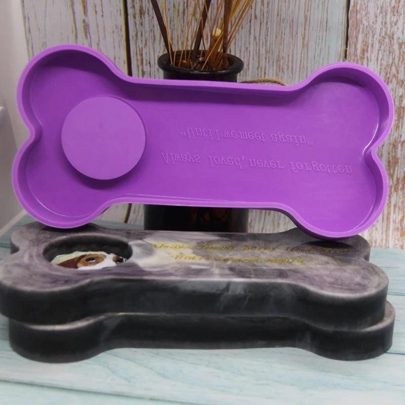Pet Tombstone Resin Mold with Photo Frame - Dog Memorial Stone Mold