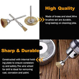 10Pcs Brass Steel Wire Brush Set 2.35/3Mm Shank Rotary Tools Metal Polish Clean